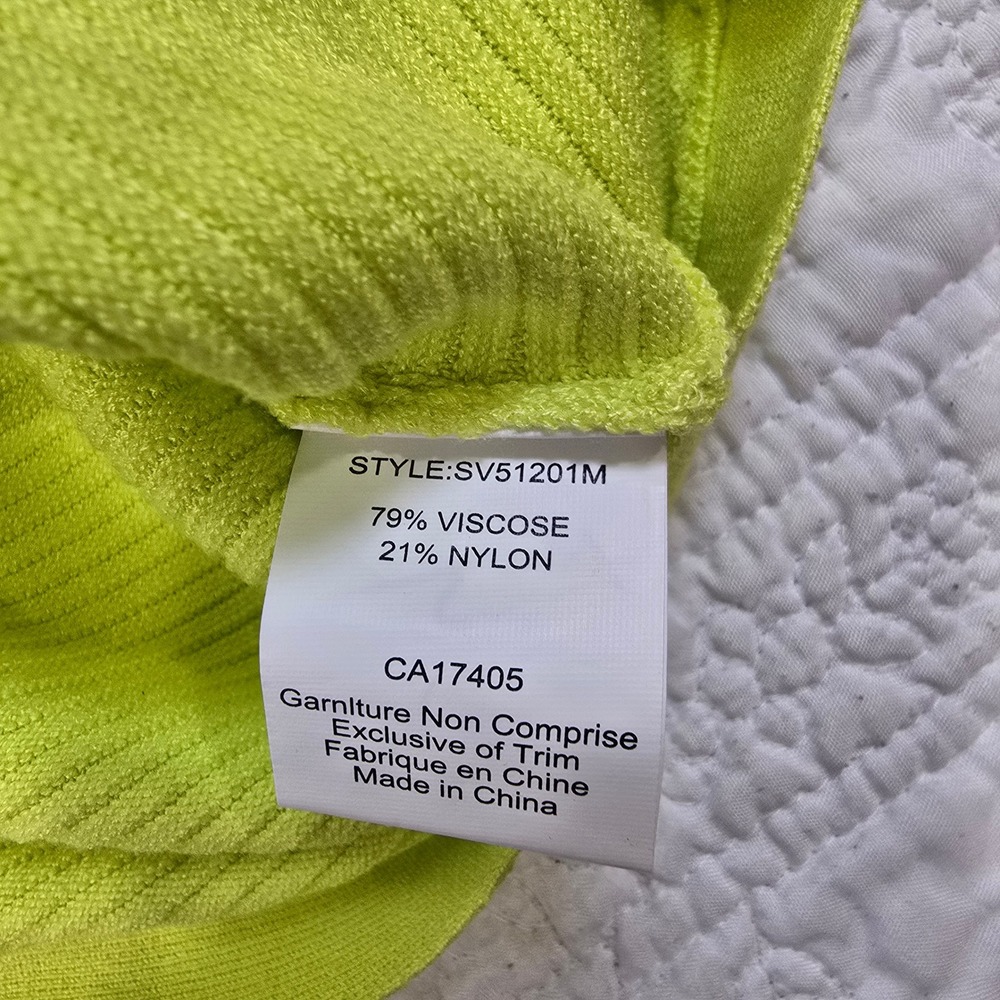 Conrad‎ C Coll Chartreuse Ribbed Dolman Knit Top Tulip Overlap Back Size S/P - Picture 5 of 5